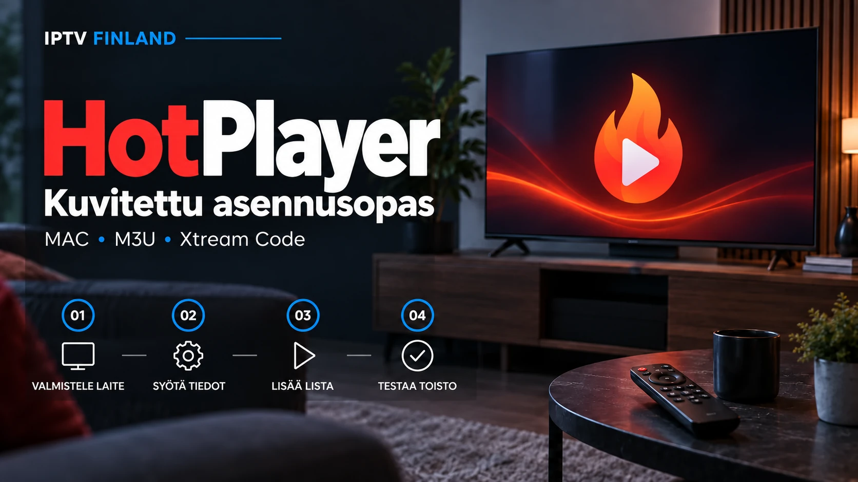 HotPlayerin kuvallinen asennusopas: MAC-osoite, M3U ja Xtream Code